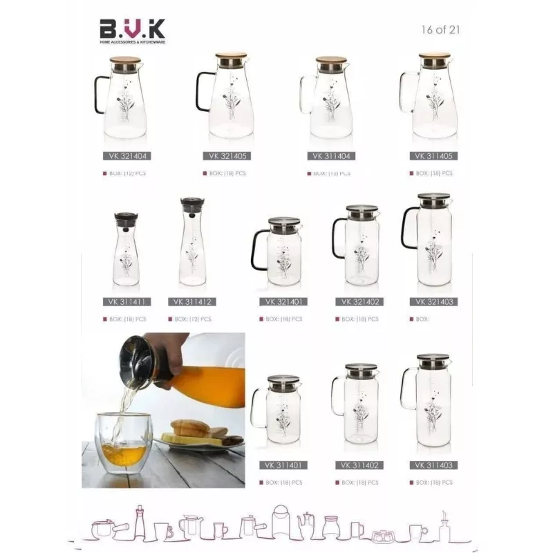 خرید پارچ در استیل 800 میل  شفاف  پیرکس مدل  311401 بوک BVK	