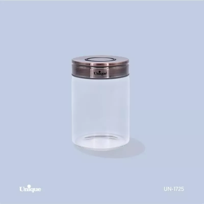 خرید بانکه شیشه ای درب مسی 9.5 سانت UN-1725 یونیک	
