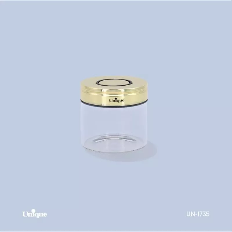 خرید بانکه شیشه ای درب طلایی 6  سانت  UN-1735  یونیک	