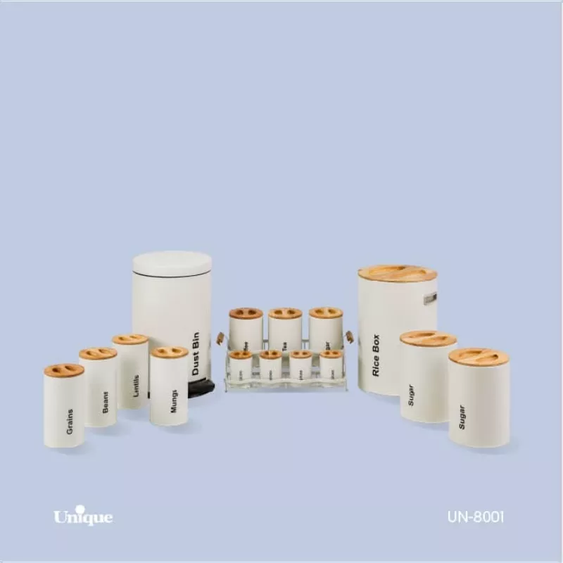 خرید سرویس آشپزخانه 16 پارچه نباتی سنباده ای درب چوبی UN-8001 یونیک	
