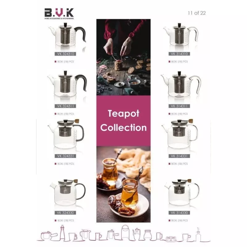 خرید قوری در استیل 1000 میل شفاف پیرکس مدل 314331 بوک BVK	