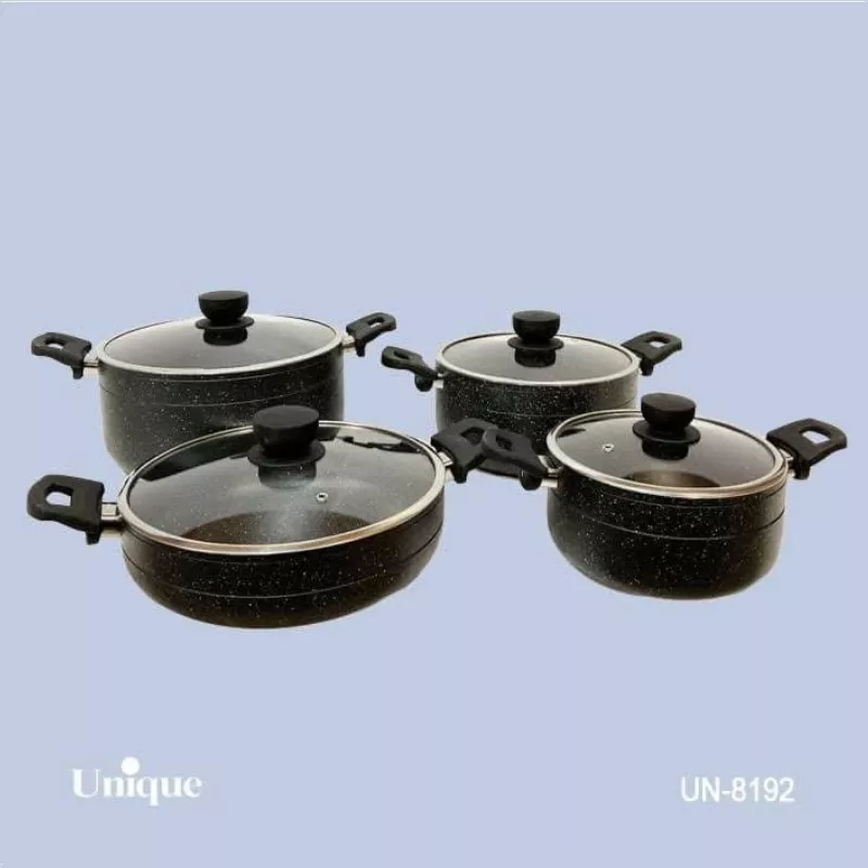 خرید سرویس قابلمه 8 پارچه مشکی گرانیت  UN-8192 یونیک	