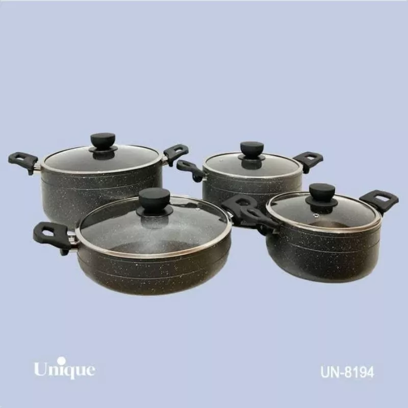 خرید سرویس قابلمه 8 پارچه طوسی گرانیت  UN-8194 یونیک	