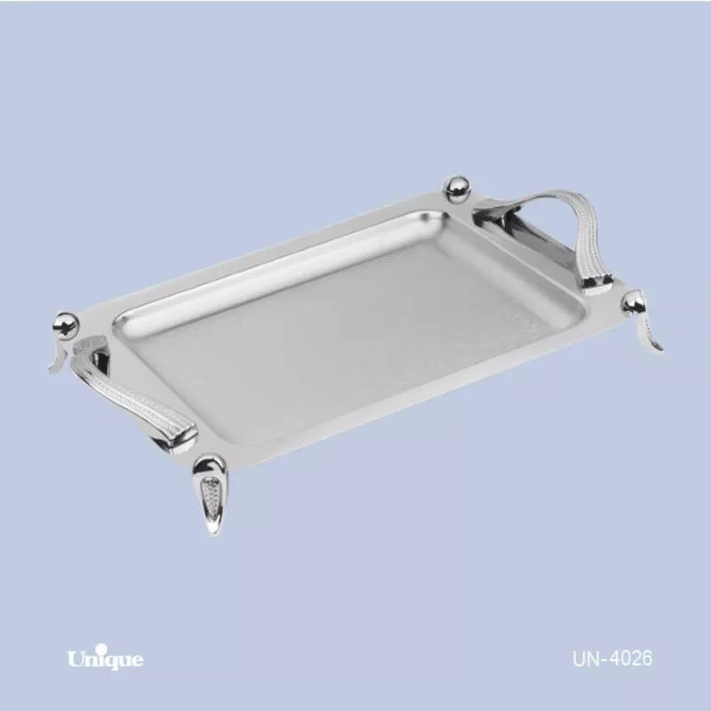 خرید سینی بزرگ استیل پایه دار مات UN-4026 یونیک	