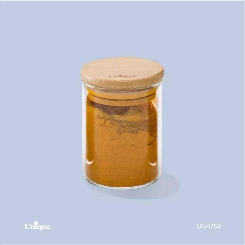 خرید بانکه شیشه ای درب چوبی گرد  7-5   سانت UN-1754 یونیک	