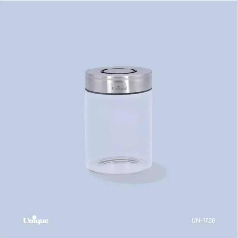 خرید بانکه شیشه ای درب استیل 9-5 سانت   UN-1726 یونیک	