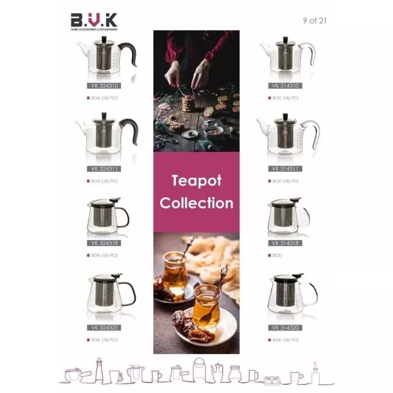 خرید قوری در استیل 700 میل شفاف پیرکس مدل 314320 بوک BVK	