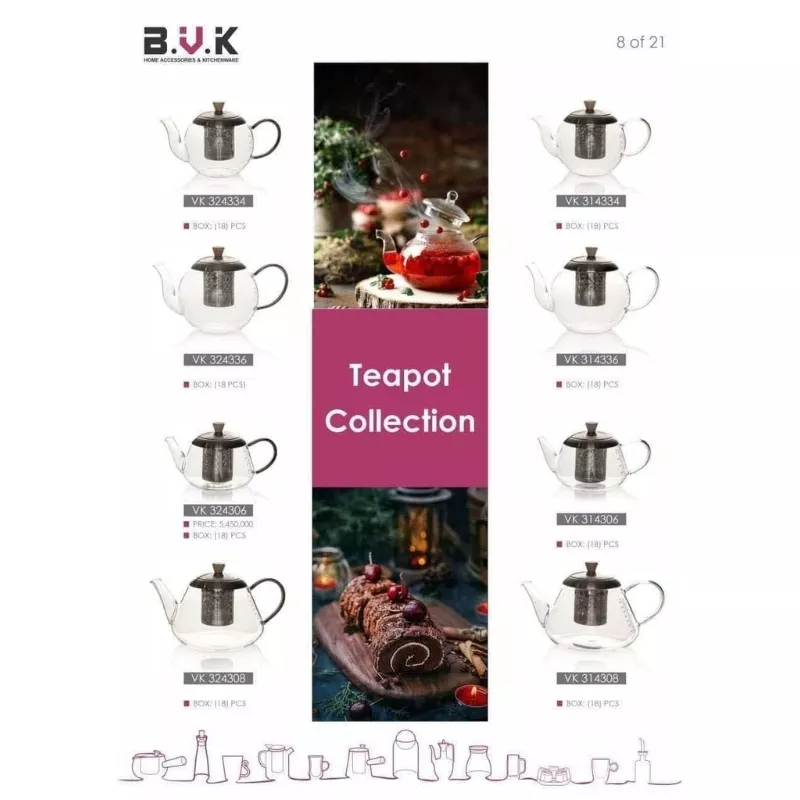 خرید قوری در استیل 900 میل شفاف پیرکس مدل 314336 بوک BVK	