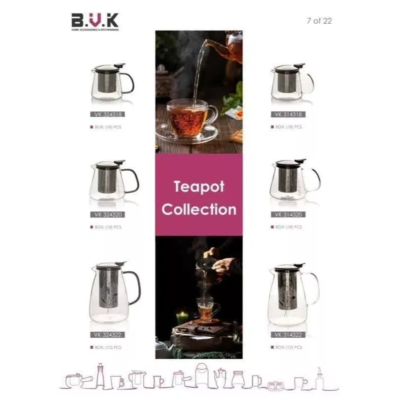 خرید قوری در استیل 1200 میل شفاف پیرکس مدل 314322 بوک BVK	