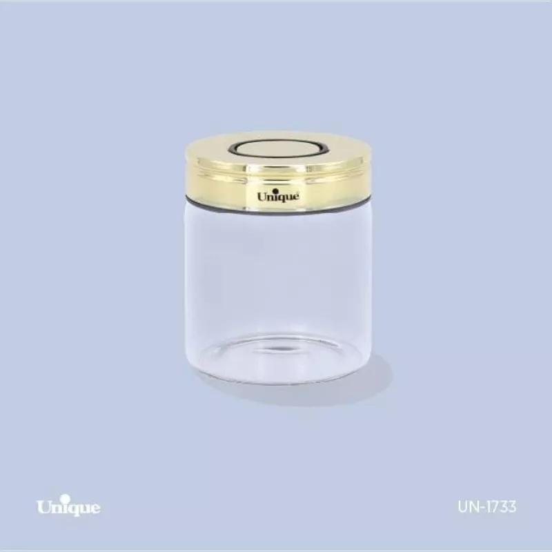 خرید بانکه شیشه ای درب طلایی  7-5  سانت  UN-1733  یونیک	