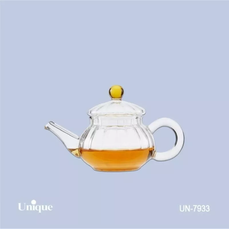 خرید قوری زعفران خطی - درب شیشه ای UN-7933 یونیک