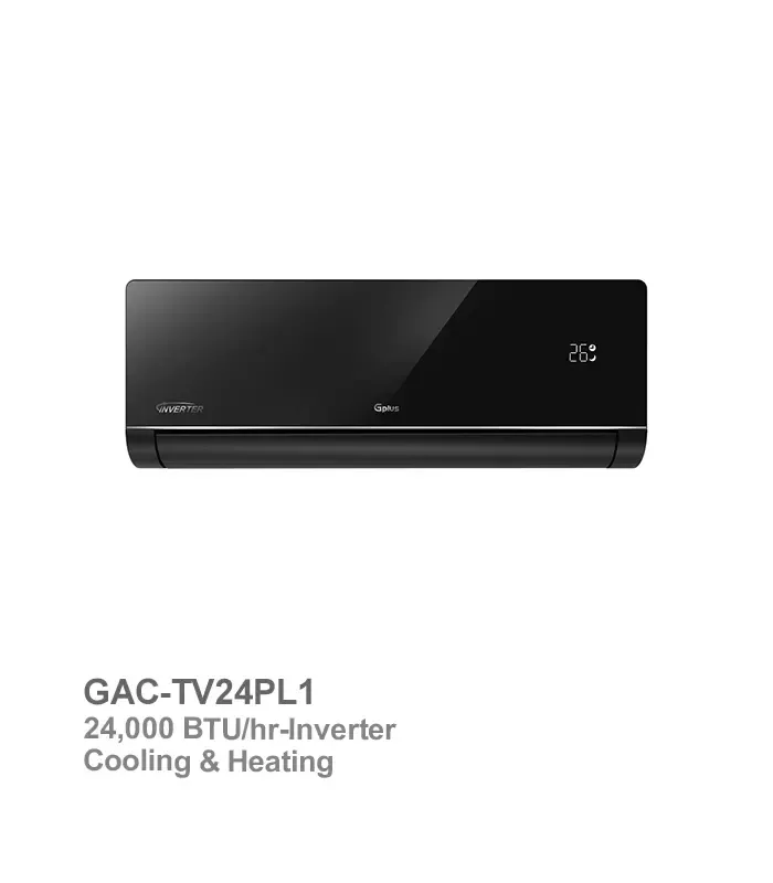 خرید اسپلیت 24000 سرد و گرم اینورتر مدل GAC-TV24PL1 نوع گاز R32 جی پلاس (پنل مشکی)