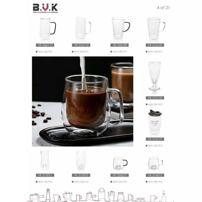 خرید لیوان 2 جداره 300 میل شفاف پیرکس مدل  316109 بوک BVK	