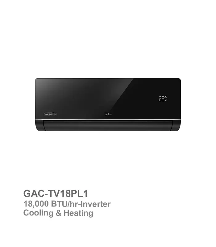 خرید اسپلیت 18000 سرد و گرم اینورتر مدل GAC-TV18PL1 نوع گاز R32 جی پلاس (پنل مشکی)