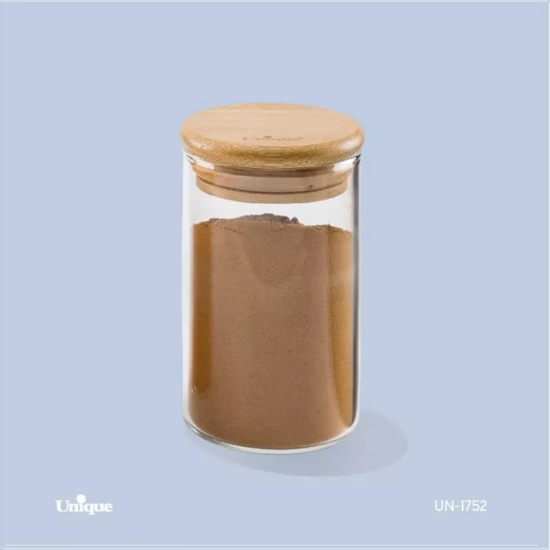 خرید بانکه شیشه ای درب چوبی گرد  9-5   سانت UN-1752 یونیک	